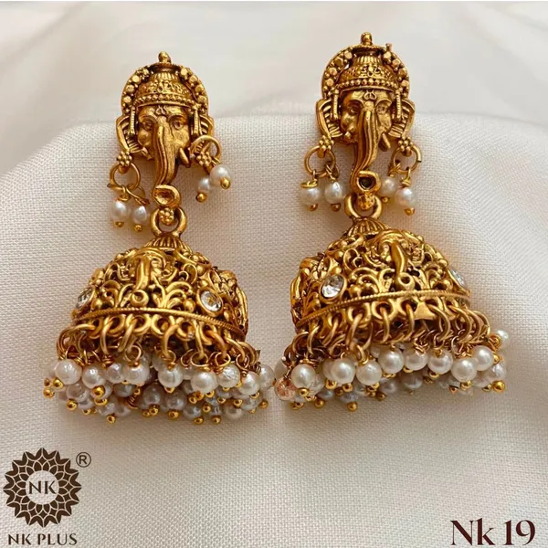 Golden_Brass_Ganesh_Motif_Pearl_Drop_Jhumka_Earrings_For_Women