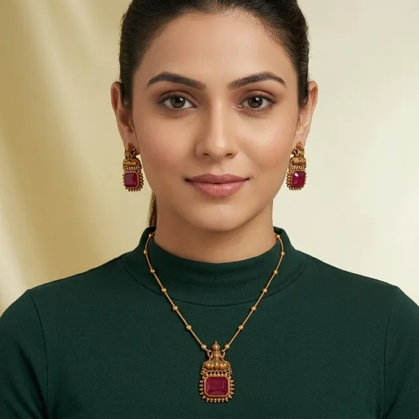 Golden_Red_Ruby_Stone_Pendant_Necklace_Set_For_Women