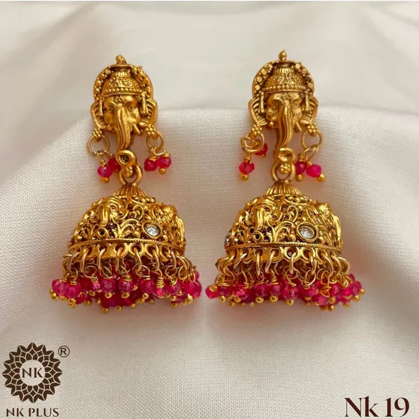 Gold_Plated_Ganesha_Ruby_Bead_Jhumka_Earrings_For_Women
