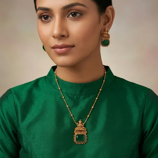 Golden_Green_Brass_Traditional_Pendant_Necklace_Set_For_Women