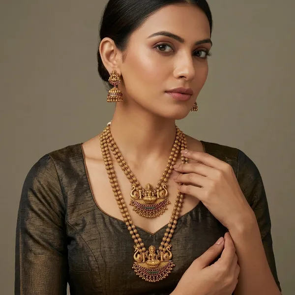 Golden_Brass_Antique_Lakshmi_Pendant_Temple_Necklace_Set_For_Women