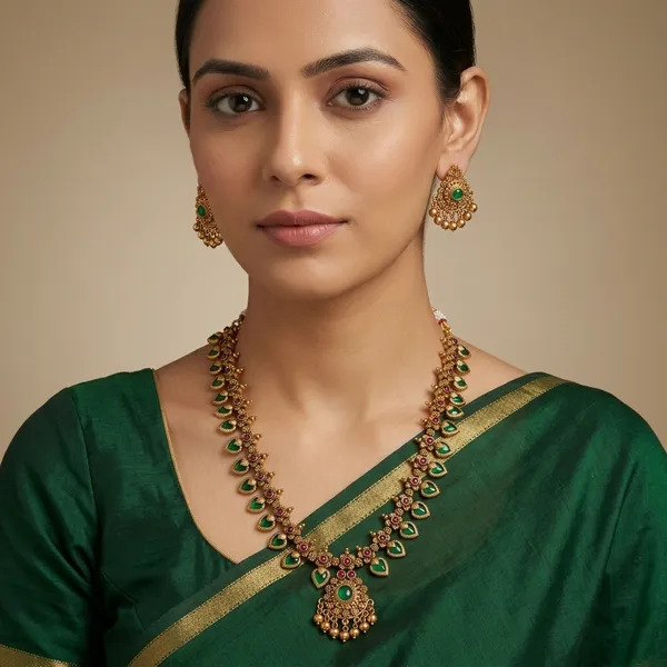 Golden_Green_Brass_Kundan_Mango_Motif_Necklace_Set_For_Women