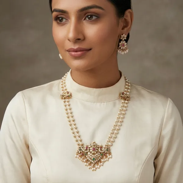 Multicolor_Brass_Pink_Polki_Kundan_Pearl_Necklace_Set_For_Women