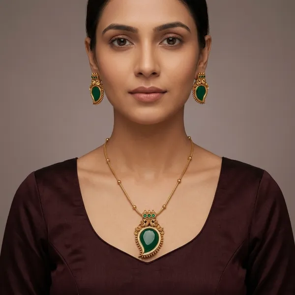 Golden_Green_Stone_Peacock_Pendant_Necklace_Set_For_Women