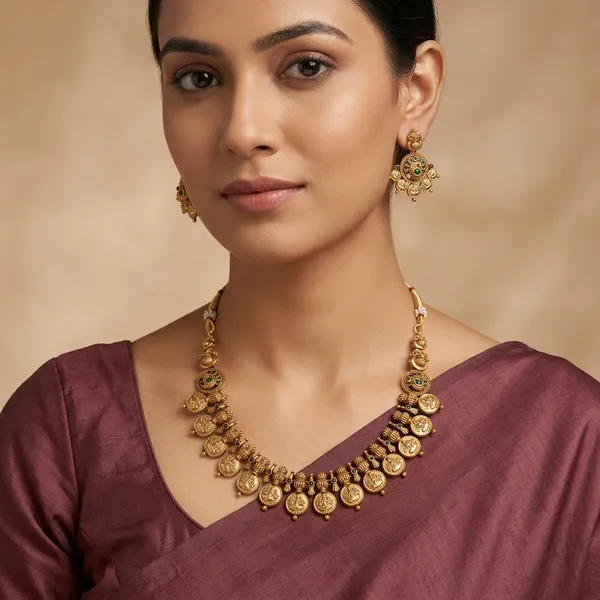 Golden_Brass_Green_Stone_Coin_Pendant_Necklace_Set_For_Women