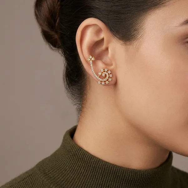 Golden_Brass_Peacock_Stone_Embellished_Ear_Cuffs_For_Women