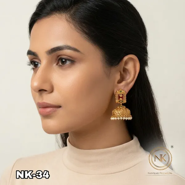 Golden_Brass_Temple_Red_Enamel_Jhumka_Earrings_For_Women