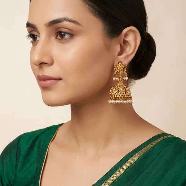 Golden_Brass_Ganesh_Motif_Pearl_Drop_Jhumka_Earrings_For_Women