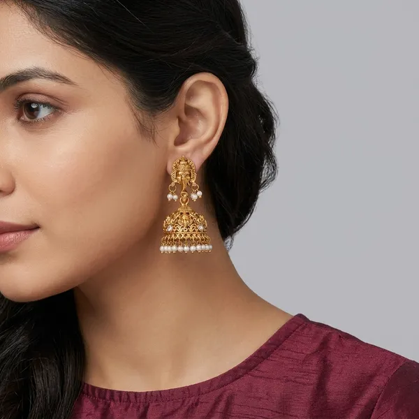 Golden_Brass_Ganesh_Motif_Pearl_Drop_Jhumka_Earrings_For_Women
