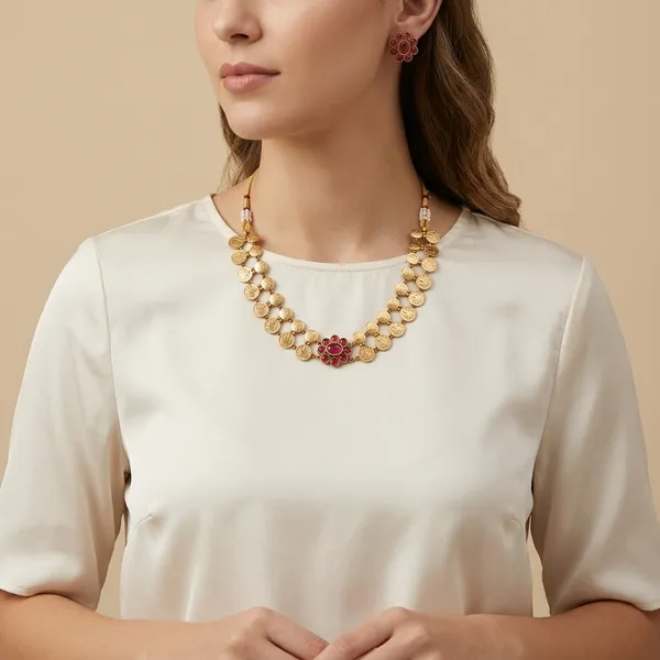 Golden_Brass_Ruby_Floral_Coin_Layered_Necklace_Set_For_Women