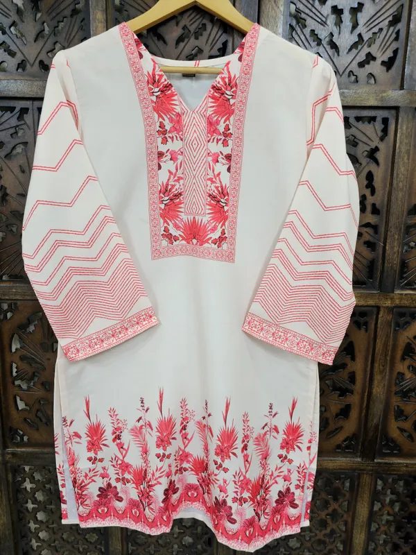 White_Pink_Rayon_Straight_Floral_Print_Kurta_Pant_Co_Ord_Set_For_Women