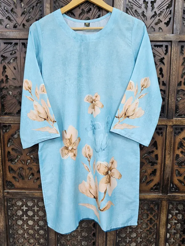 Blue_Muslin_Straight_Floral_Print_Kurta_Pant_Co_Ord_Set_For_Women