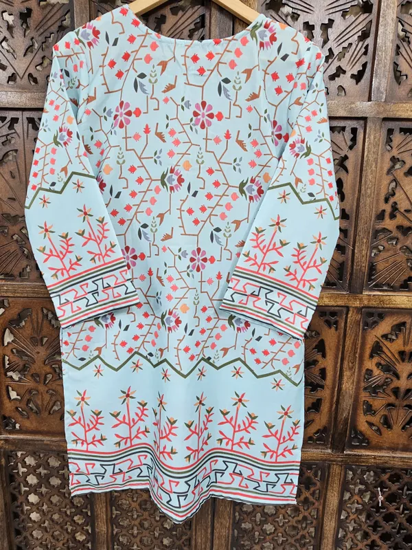 Blue_Turkish_Slub_Cotton_Straight_Geometric_Floral_Kurta_Pant_Co_Ord_Set_For_Women