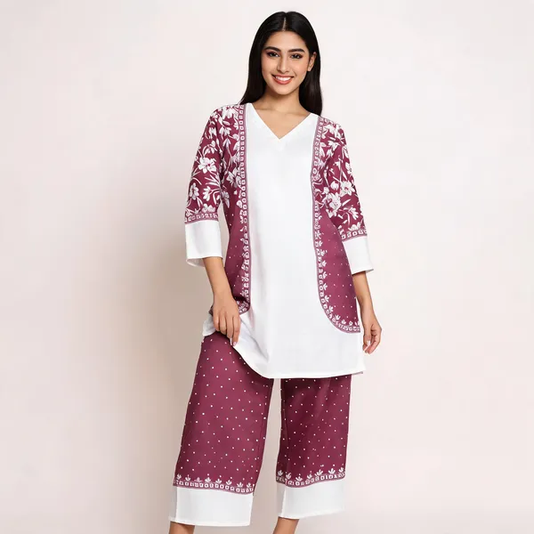 Maroon_White_Slub_Cotton_Straight_Floral_Print_Co_Ord_Set_For_Women