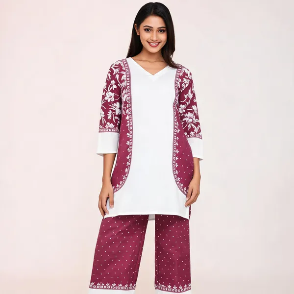 Maroon_White_Slub_Cotton_Straight_Floral_Print_Co_Ord_Set_For_Women