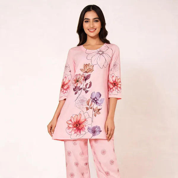 Pink_Muslin_Straight_Floral_Print_Kurta_Pant_Co_Ord_Set_For_Women