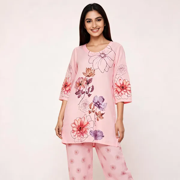 Pink_Muslin_Straight_Floral_Print_Kurta_Pant_Co_Ord_Set_For_Women