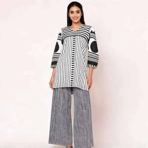 Black_White_Rayon_Straight_Kurta_Pant_Co_Ord_Set_For_Women