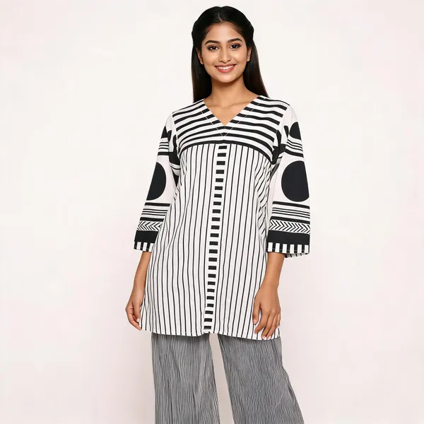 Black_White_Rayon_Straight_Kurta_Pant_Co_Ord_Set_For_Women