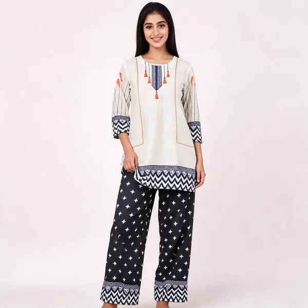 Black_White_Slub_Cotton_Straight_Geometric_Print_Co_Ord_Set_For_Women