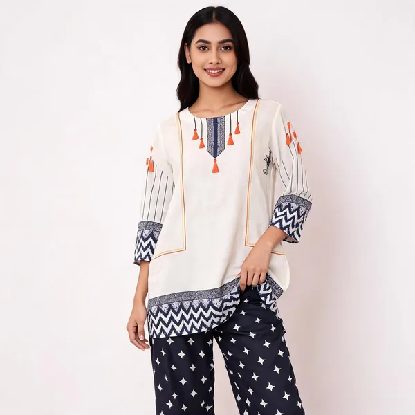 Black_White_Slub_Cotton_Straight_Geometric_Print_Co_Ord_Set_For_Women