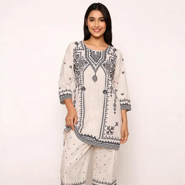 White_Black_Rayon_Straight_Geometric_Print_Co_Ord_Set_For_Women