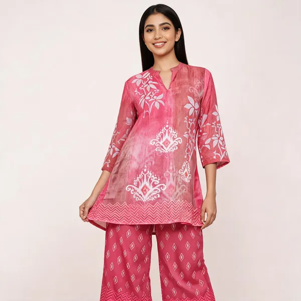 Pink_Crepe_Straight_Ikat_Print_Co_Ord_Set_For_Women