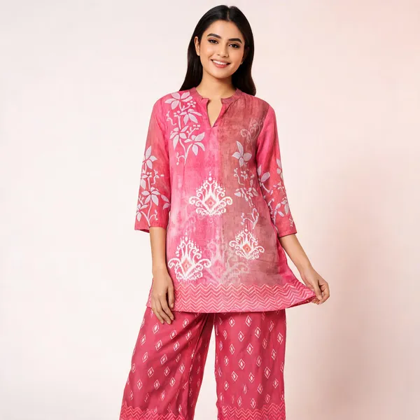 Pink_Crepe_Straight_Ikat_Print_Co_Ord_Set_For_Women