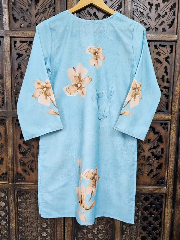 Blue_Muslin_Straight_Floral_Print_Kurta_Pant_Co_Ord_Set_For_Women