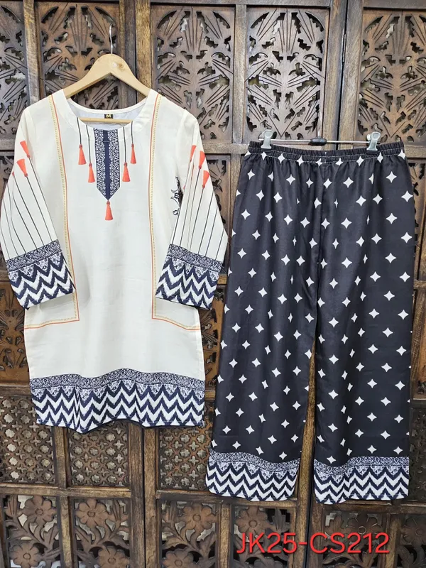 Black_White_Slub_Cotton_Straight_Geometric_Print_Co_Ord_Set_For_Women