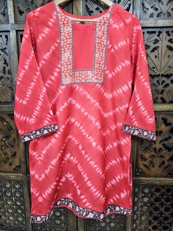 Pink_Muslin_Straight_Tie_Dye_Shibori_Kurta_Pant_Co_Ord_Set_For_Women