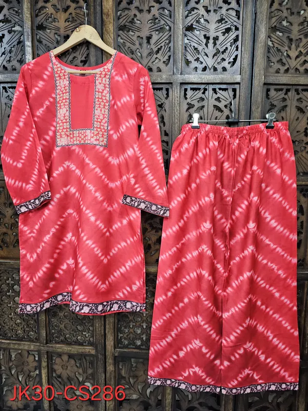 Pink_Muslin_Straight_Tie_Dye_Shibori_Kurta_Pant_Co_Ord_Set_For_Women