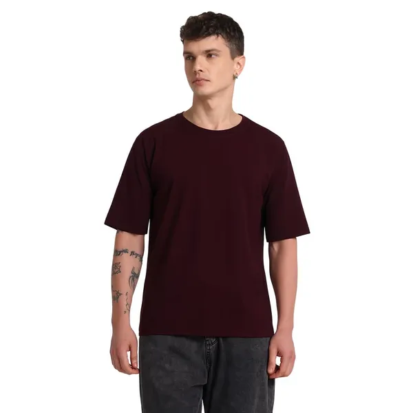 Plum_Wine_Cotton_T-Shirt_For_Men