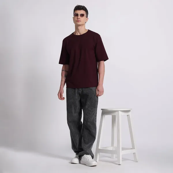 Plum_Wine_Cotton_T-Shirt_For_Men