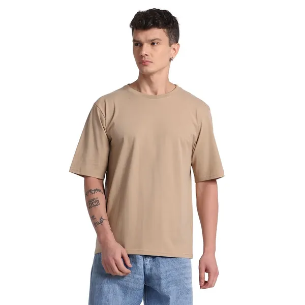 Dune_Beige_Cotton_T-Shirt_For_Men