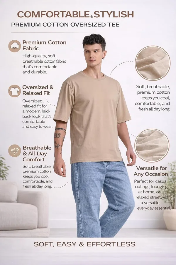 Dune_Beige_Cotton_T-Shirt_For_Men