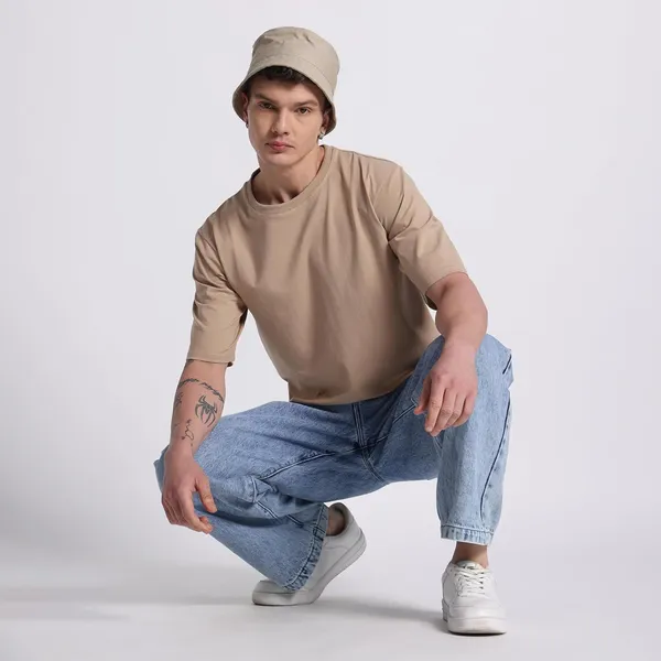Dune_Beige_Cotton_T-Shirt_For_Men