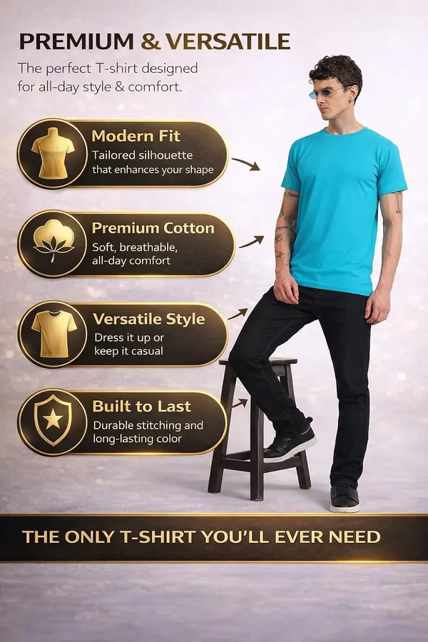Aqua_Blue_Cotton_T-Shirt_For_Men