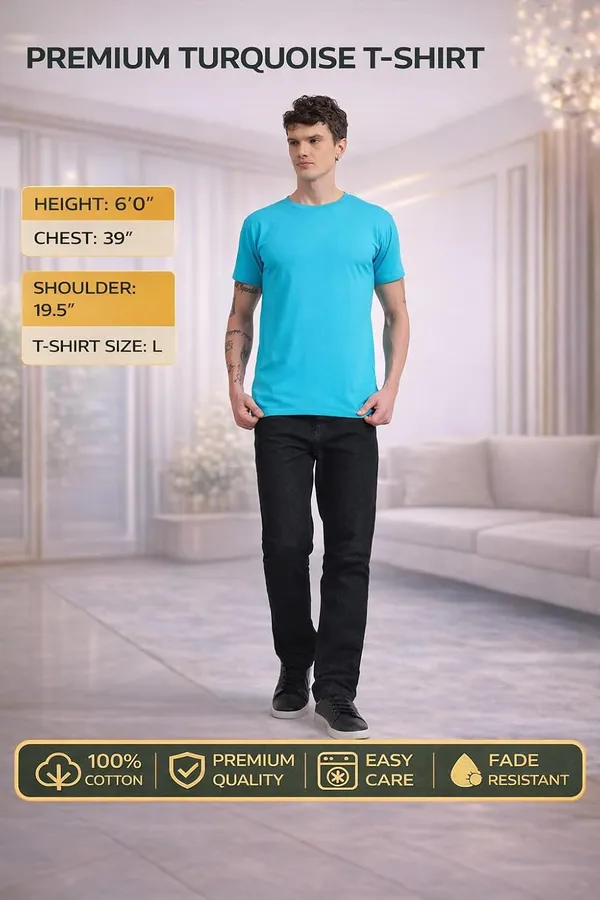 Aqua_Blue_Cotton_T-Shirt_For_Men