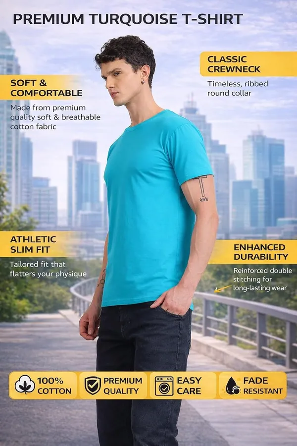 Aqua_Blue_Cotton_T-Shirt_For_Men