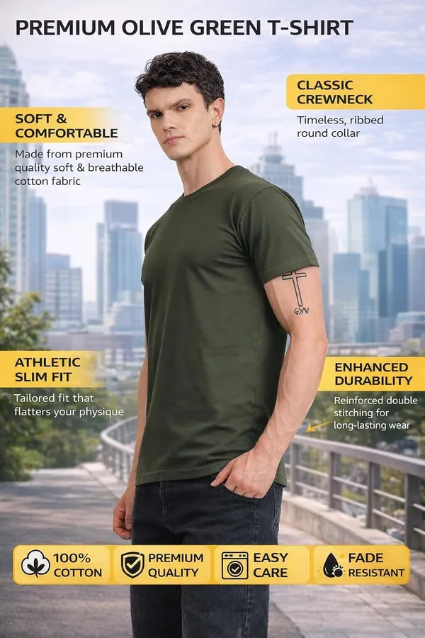 Olive_Green_Cotton_T-Shirt_For_Men