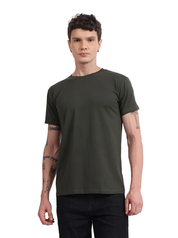 Olive_Green_Cotton_T-Shirt_For_Men