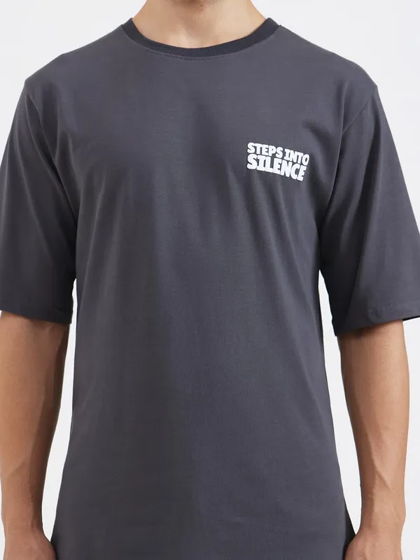 Grey_Cotton_Steps_Into_Silence_T-Shirt_For_Men
