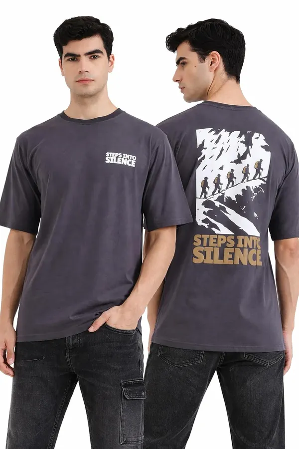 Grey_Cotton_Steps_Into_Silence_T-Shirt_For_Men