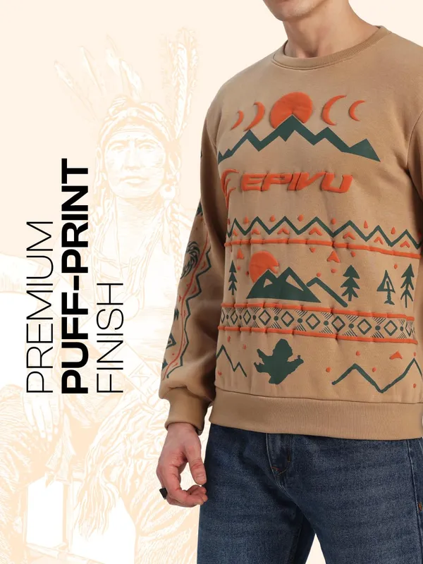 Beige_Cotton,_Fleece_Sweatshirt_For_Men