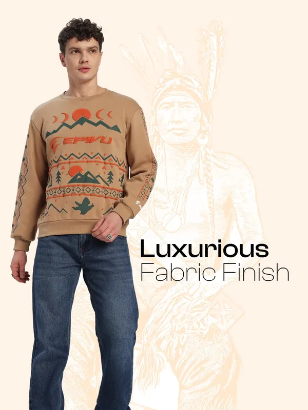 Beige_Cotton,_Fleece_Sweatshirt_For_Men
