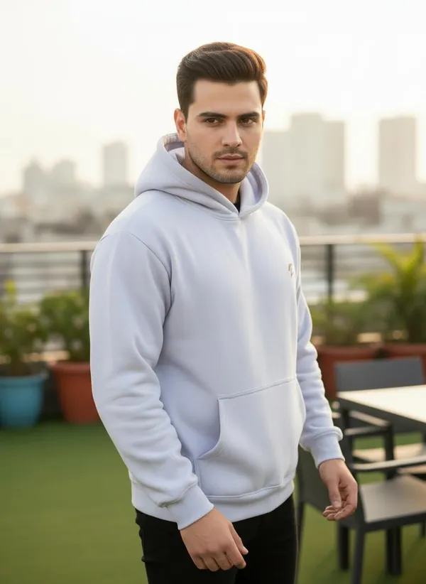 Light_Grey_Fleece_Hooded_Sweatshirt_For_Men