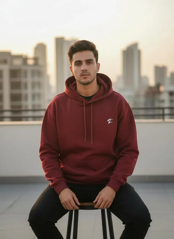 Burgundy_Fleece_Hooded_Sweatshirt_For_Men