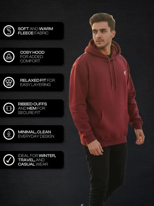 Burgundy_Fleece_Hooded_Sweatshirt_For_Men