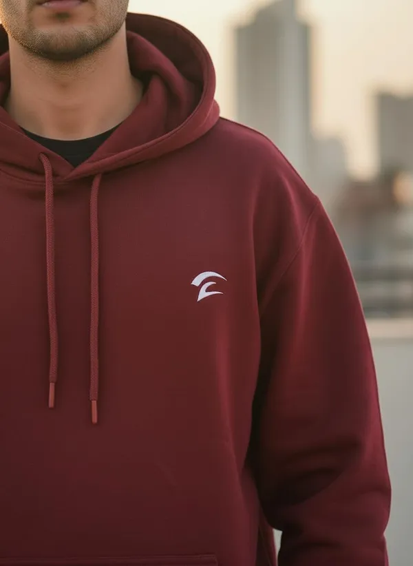 Burgundy_Fleece_Hooded_Sweatshirt_For_Men